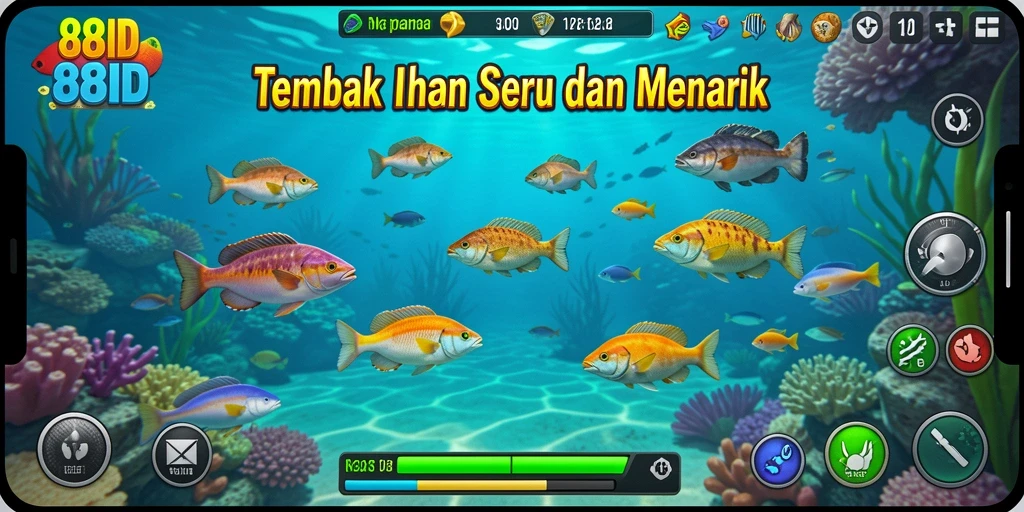 Tangkapan layar utama 88ID menampilkan gameplay Tembak Ikan yang seru.