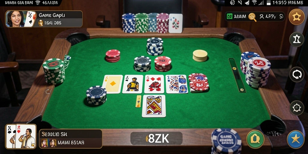 Gameplay seru Gaple di 8ZK dengan interaksi pemain.