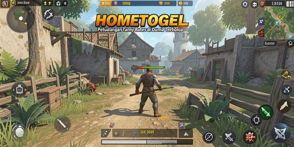 Tampilan gameplay menarik dari HOMETOGEL di dunia terbuka.