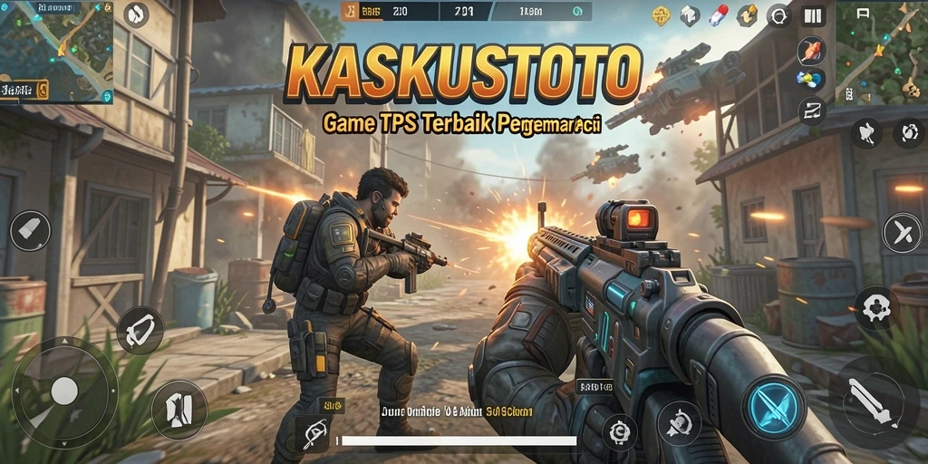 Screenshot menunjukkan aksi intens dalam KASKUSTOTO dengan beragam senjata.