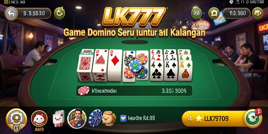 Screenshot utama LK777 menampilkan gameplay domino yang seru dan interaktif.