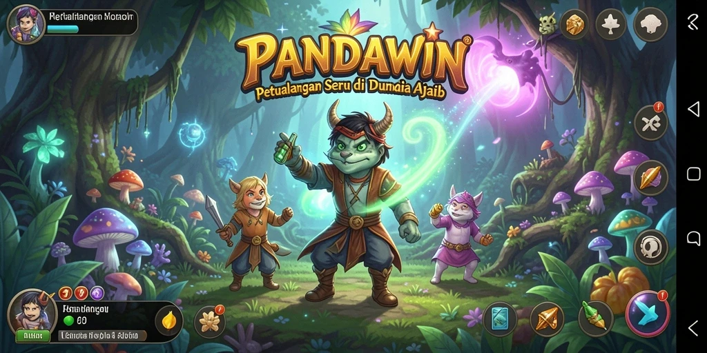 Tampilan gameplay <strong>PANDAWIN</strong> yang penuh aksi dan petualangan.