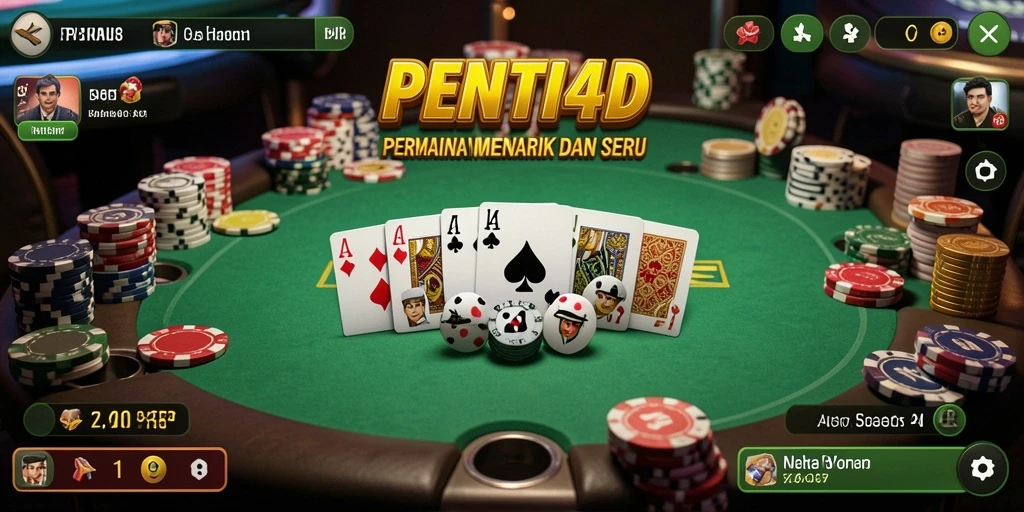 Screenshot gameplay PENITI4D menampilkan aksi poker yang mendebarkan.