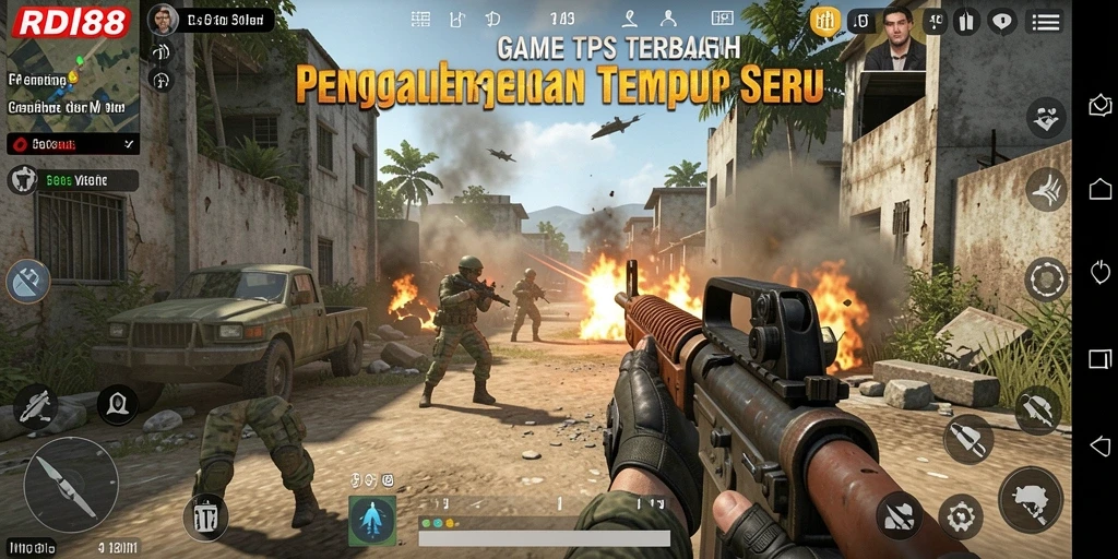 Tampilan gameplay RDI88 yang intens dengan aksi tembak-menembak seru.