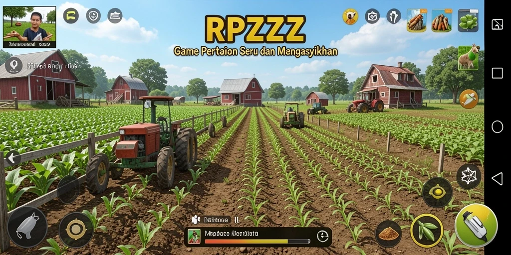 Tampilan screenshot utama RPZZZ yang menggambarkan pengalaman bertani yang mendalam.