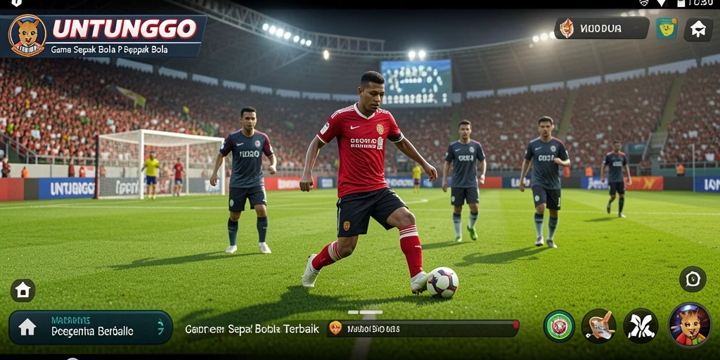 Tampilan gameplay UNTUNGGO yang seru dan penuh aksi sepak bola.